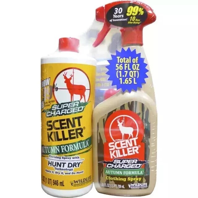 Super Charged Scent Killer Autumn Formula 56 fl oz Spray Combo, Hunting Scent