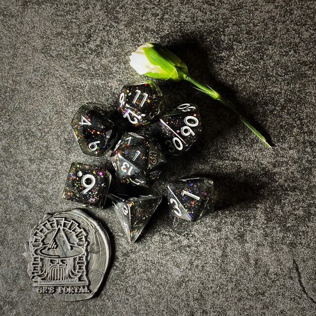 Sage's Cantrips - Mica/Glitter Resin Polyhedral Dice Set | RPG Games DND