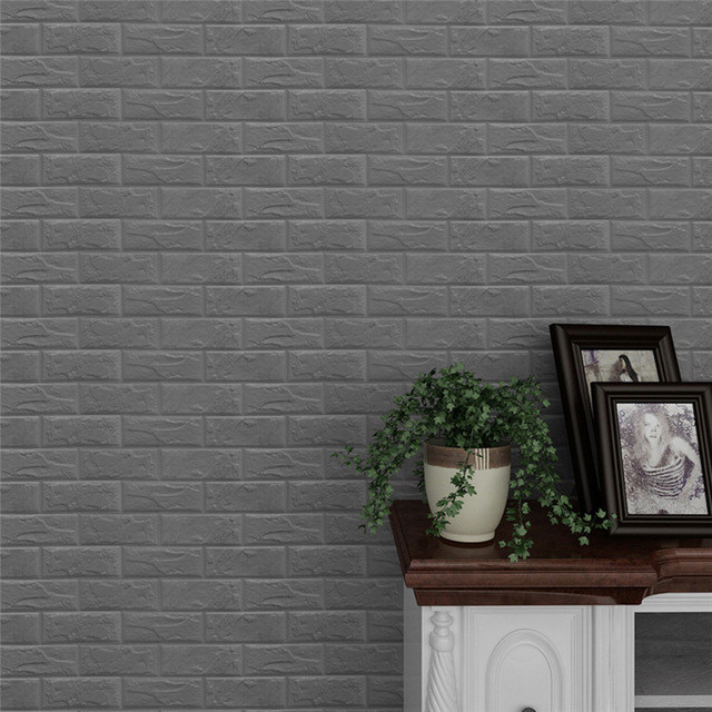 Pannello Spugna 3d Mattoni Grigio Adesivo Pareti Sfondo Casa Muri 30x60cm dfh