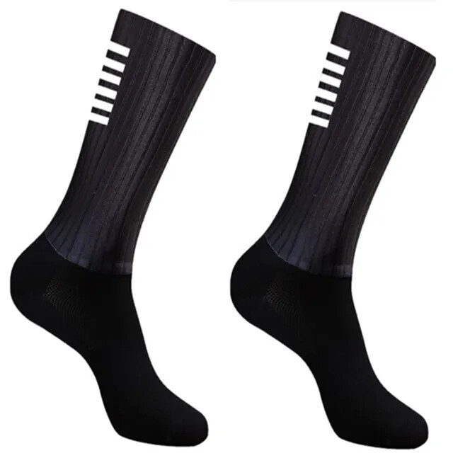 Anti Slip Silicone Summer Aero Socks Whiteline Cycling Socks Men Bicycle Sport