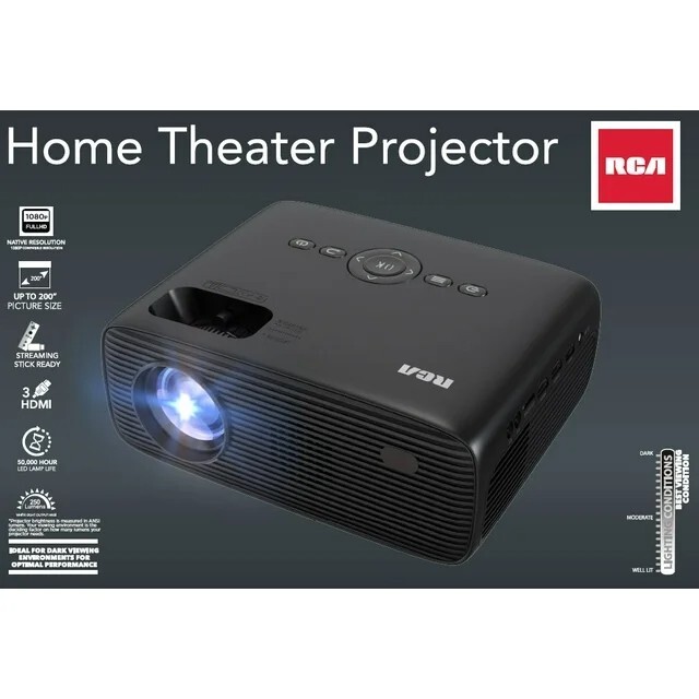 RCA, 1080P LCD Home Theater Projector, 2 lb, Black (BRAND NEW)