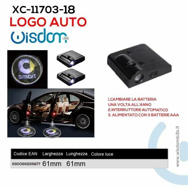 Coppia Luci Smart Proiettori Led Logo Auto Luce Portiera Sotto Porta wis