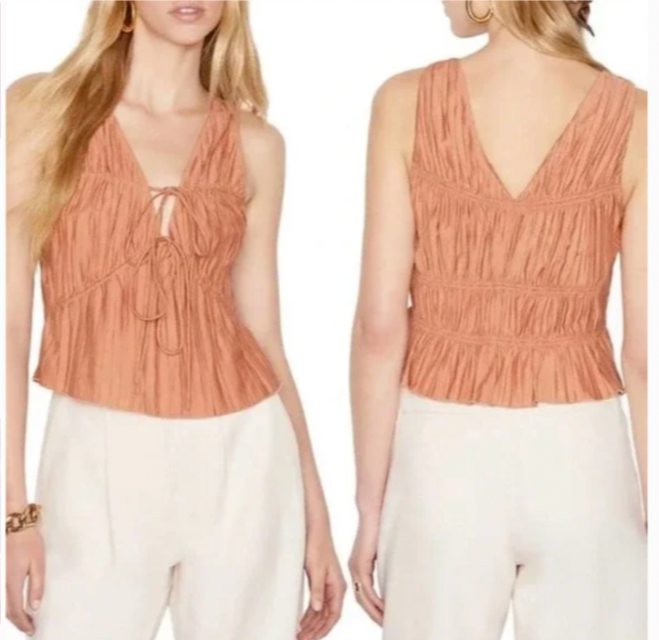 NWT FRAME Cinched Crinkle Top in Terracotta M | eBay NWT FRAME Cinched Crinkle Top in Terracotta M | eBay