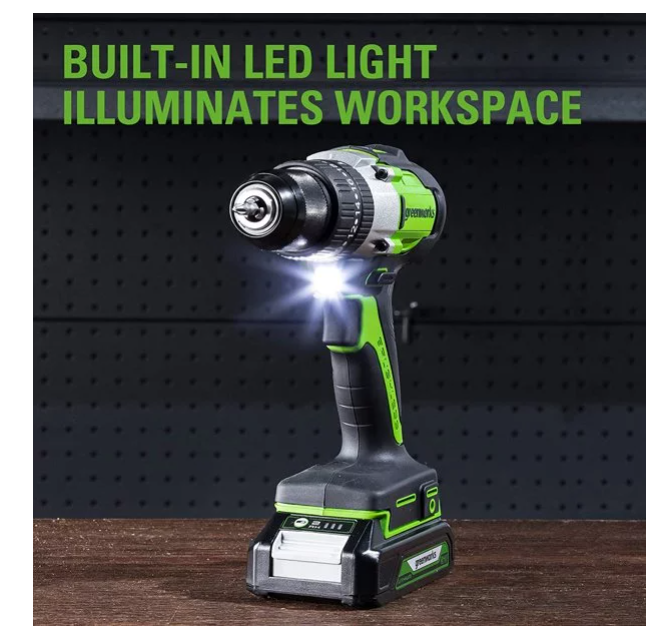 Greenworks 1/2-in 24-volt-Amp Variable Speed Brushless Cordless Hammer Drill