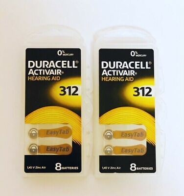 Duracell Activair Hearing Aid Batteries Size 312 Exp  2027 (16 to 400 Batteries)