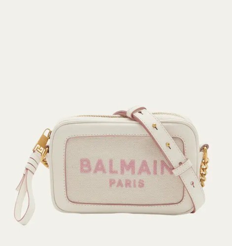 

Холщовая сумка через плечо с камерой и логотипом Balmain B, розовая, с золотой фурнитурой, Барби, Balmain B-Army