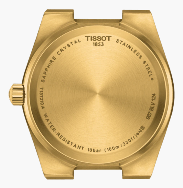 Pre-owned Tissot T-classic Prx Gold 35mm Quartz Champagne Dial Watch T1372103302100