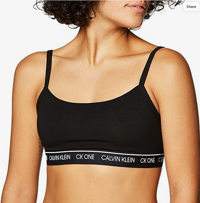 Calvin Klein Women CK One Cotton Unlined Bralette, Black, S