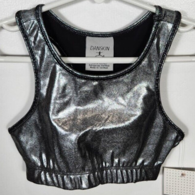 Danskin Girls Size Small (4-6) Silver Gymnastics Basics Bra Top NWT