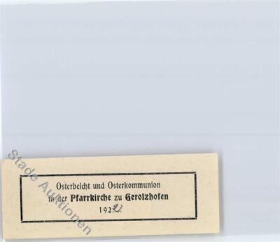 50990709 - 8723 Gerolzhofen Vignette Osterkommunion 1922 Schweinfurt LKR