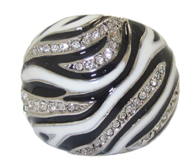 CZ Animal print ring dome black white gold swarovski stone quality SZ 5 6  New