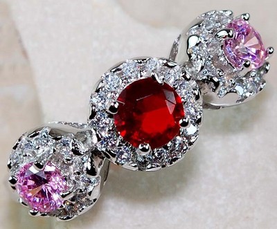 2CT  Ruby & Pink Sapphire 925 Sterling Silver Ring Jewelry Sz 8 I1-3