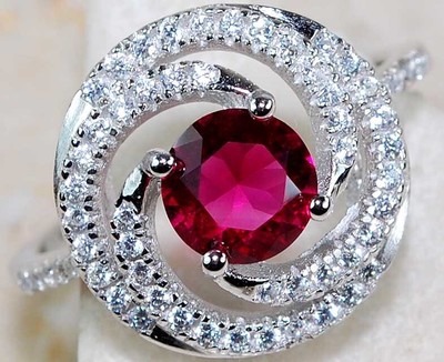 1CT Rubellite & Topaz 925 Solid Genuine Sterling Silver Ring Sz 7 &B2-7