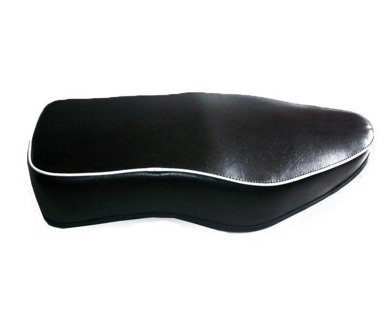 New BSA Dual Seat Black Leatherite With White Beading  