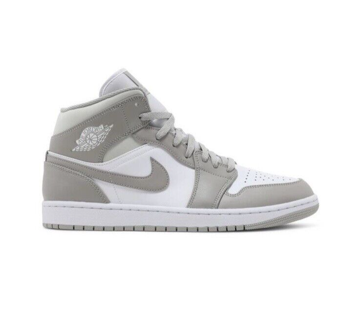 Pre-owned Jordan Nike Air  1 Mid Linen College Grey Light Bone Shoes 554724-082 Mens 11.5 In Multicolor