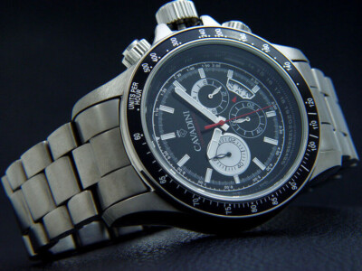 Pre-owned Cavadini Men's Watch Chronograph Date Solid Titanium Sport Black Cv-1260 50 Mm