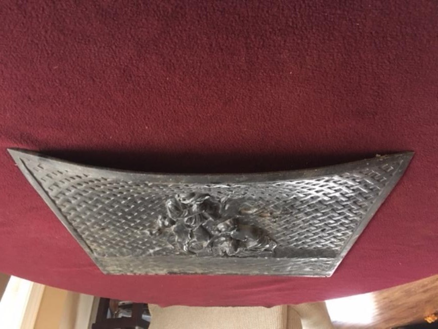 1880'S ORNAMENTAL CAST IRON FIGURAL RESIDENTIAL FIREPLACE SUMMER COVER