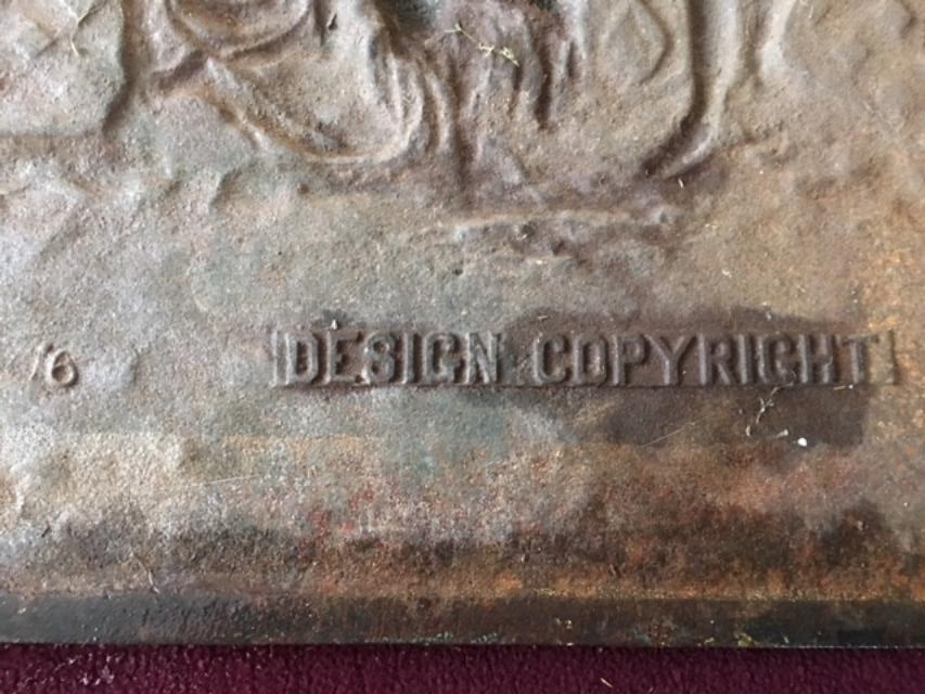 1880'S ORNAMENTAL CAST IRON FIGURAL RESIDENTIAL FIREPLACE SUMMER COVER