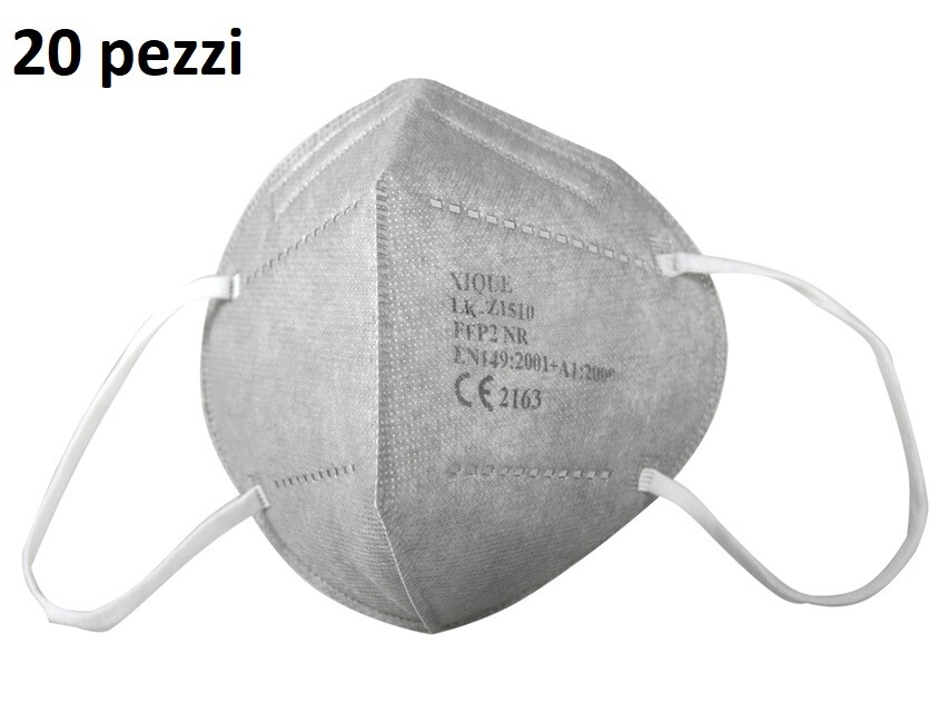 20 Mascherine Ffp2 Grigia Facciali Protettive Certificate Ce Senza Valvola