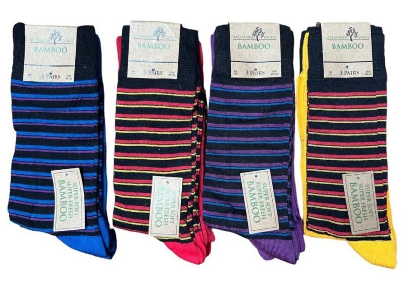 Pack Of 6 Mens Stripe Bamboo Socks Uk Size 6-11  Anti Bacterial Soft Breathable