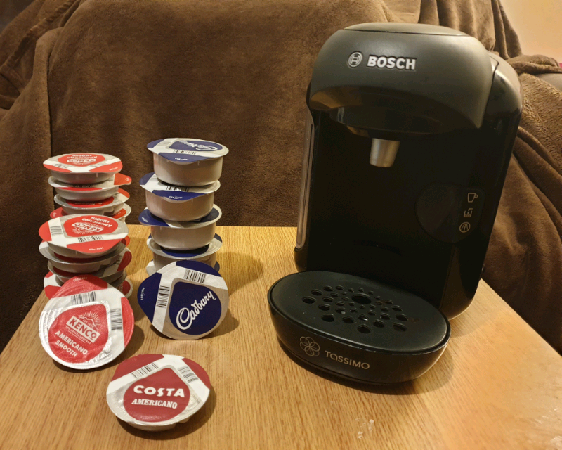 Bosch Tassimo coffee pod machine + lots of drinks pods