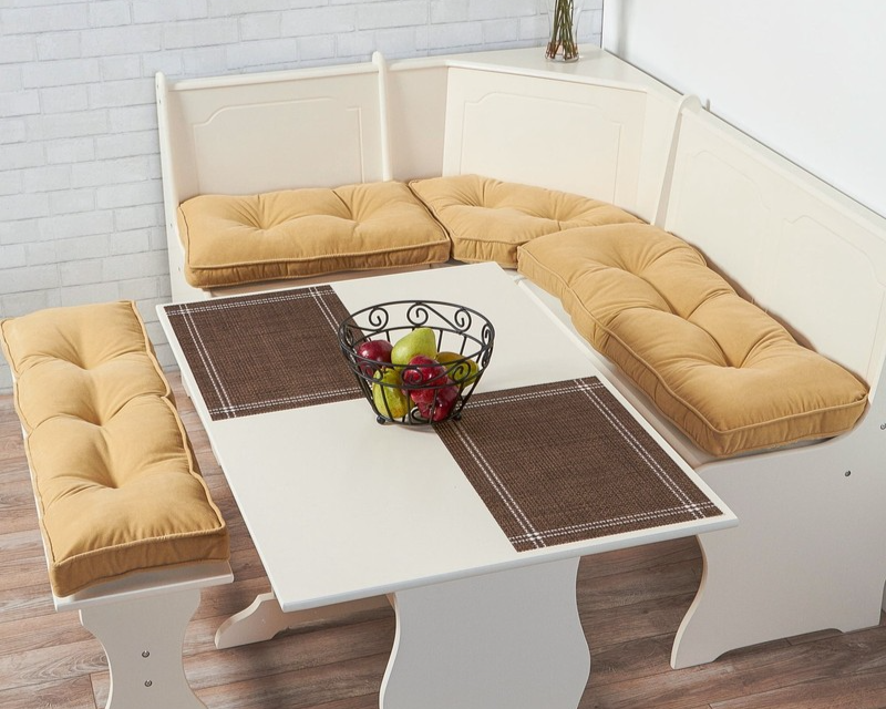 Cream 4 piece Nook Cushion Set Corner Bench Booth Seat Dining Breakfast Kitchen