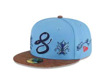 ARIZONA DIAMONDBACKS BLUE AGAVE SNAKE LOGO NEW ERA FITTED LEATHER BILL HAT NWT
