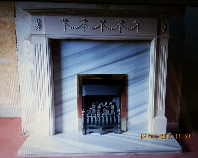 54 Wide Adam Fireplace With Solid Grey Marble Back Panel And