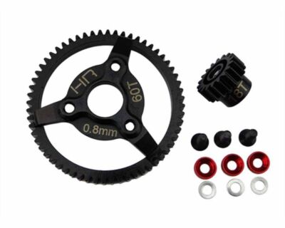 Hot Racing STE260 Steel Pinion and Spur Gear Set (18t/60t 32p) (Red) Traxxas