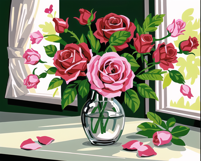 ☆RedRose☆ Vickerman 45 in. Artificial Red Rose Plant in Pot. TA181803