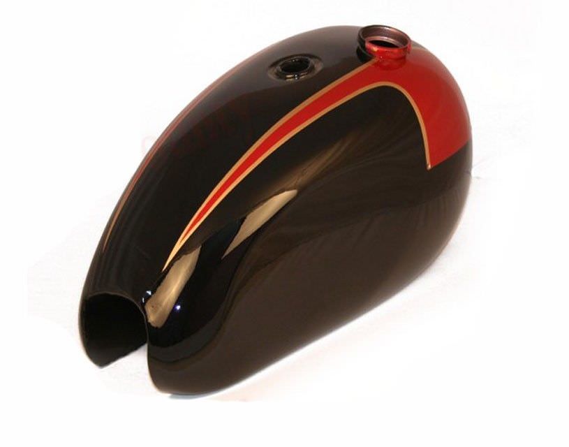 Fits Triumph T140 Bonneville 73-78 Black Red Painted Fuel Tank With Cap  