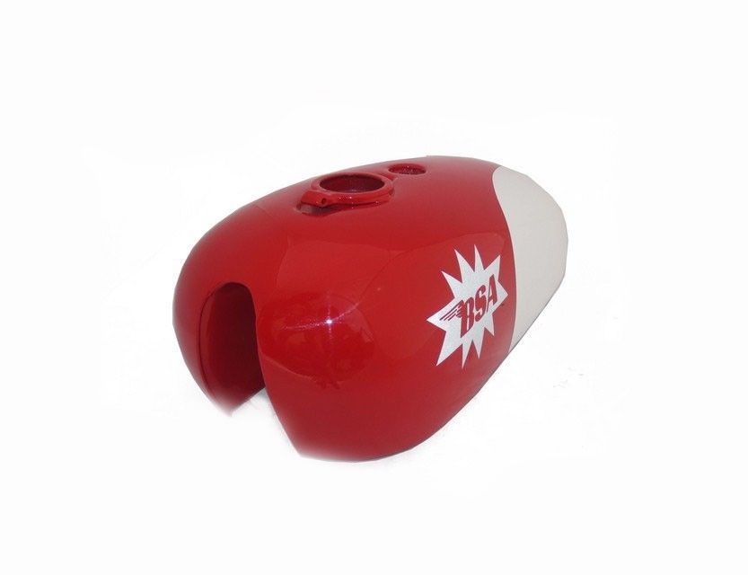 BSA A65-25PH Spitfire Hornet Red White Painted Petrol Fuel Tank A65HA + Cap 