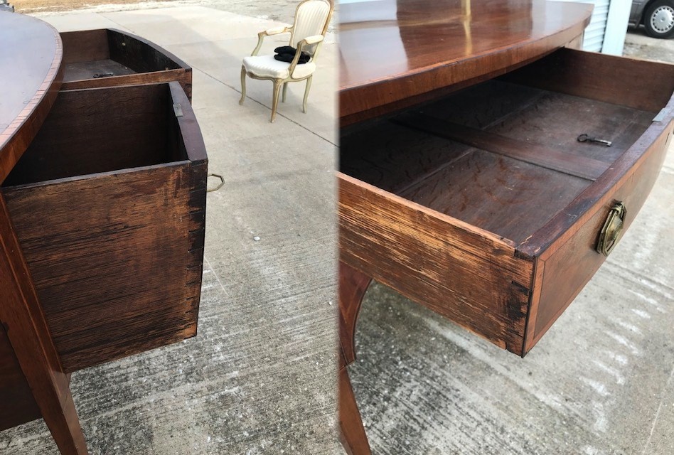 ANTIQUE GEORGE III REGENCY HEPPLEWHITE SIDEBOARD W/ RAIL CIRCA 1810-30 ENGLISH