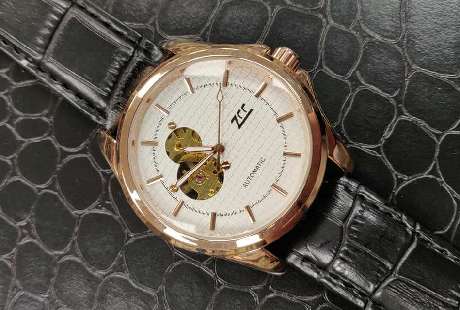 Orologio Polso Zcc Z808 Uomo Analogico Automatico Elegante Rose Gold Bianco lac