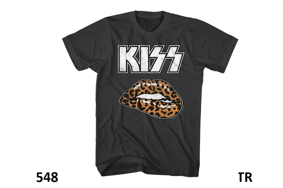 Kiss Leopard Lip Smoke Unisex Adult T-Shirt, Relaxed Fit, Cotton, Black, XXL