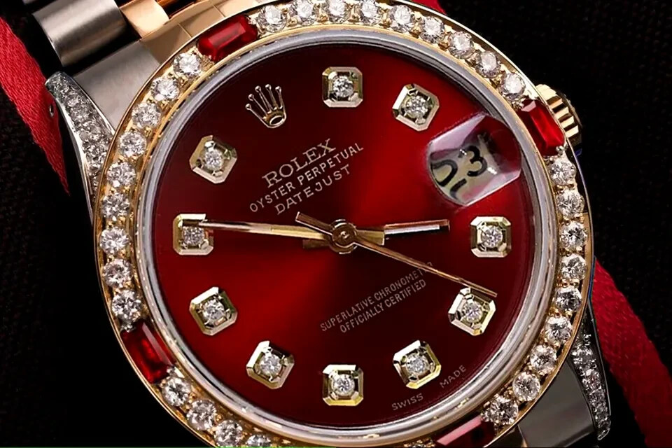 Rolex Datejust 36 mm Red Diamond Dial Ruby & Diamond Two