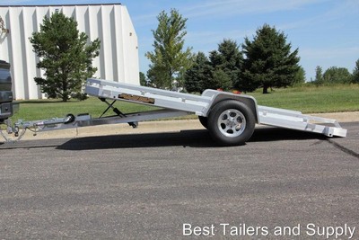 Aluma 7712 T motorcycle ATV / UTV tilt utility trailer 2018 all aluminum w rails