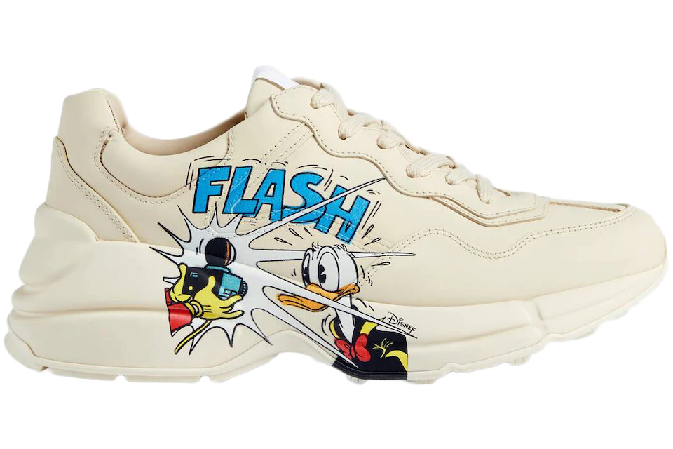 スニーカー X Disney Donald Duck Rhyton Leather Sneaker Size 8 G - Gucci Rhyton x Disney Donald Duck sneakers ivory