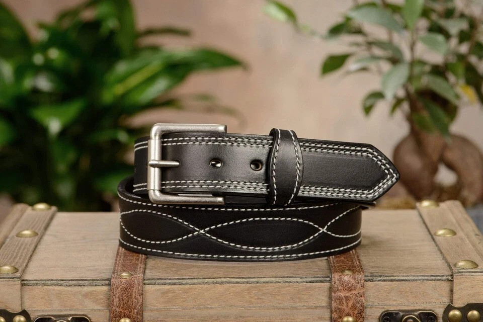 Black Figure Men Holster Belt 8 Stitche luxyara Leather Belt Quality Handcrafted