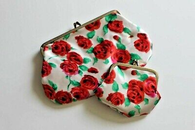 NEW - Duray Rose Patterned Clutch / Cosmetics bag w/ Coin Purse FREE SHIPPING