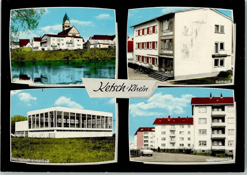 11072049 - 6834 Ketsch Kirchpartie Rathaus Hallenschwimmbad Neurottstrasse