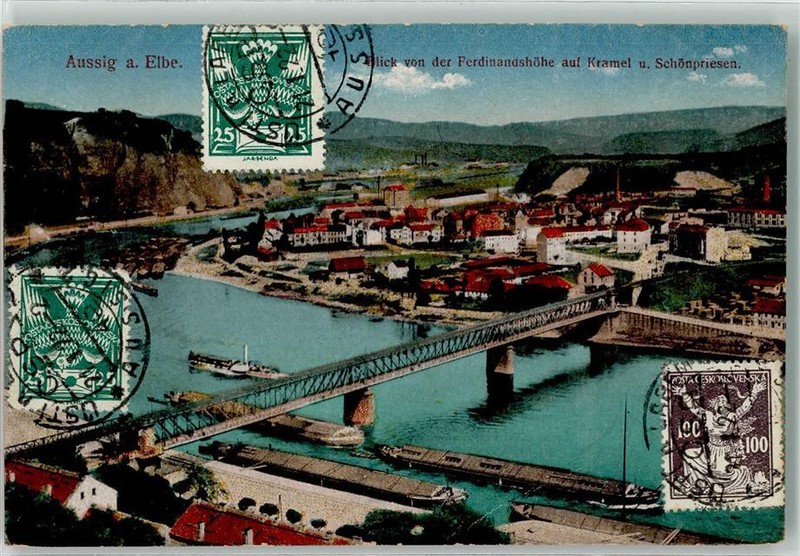 39508579 - Usti Nad Labem Blick V.D. Ferdinandshoehe Auf Kramel U.