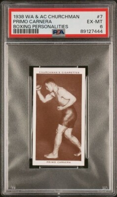 PRIMO CARNERA 1938 W.A. & A.C. Churchman Boxing Personalities #7 PSA 6 EX-MT