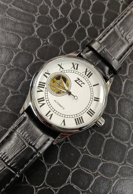 Orologio Polso Zcc Z805 Uomo Analogico Automatico Elegante Silver Bianco lac