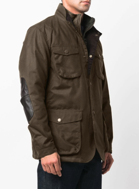 Pre-owned Barbour Ogston Wax Jacket W/ Elbow Patches Olive Msrp$625 Rugged Sophistication In Green