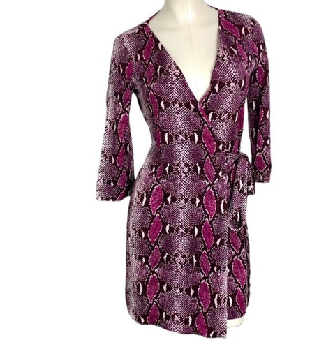 Diane Von Furstenberg Purple Snakeskin Print New Julian Two