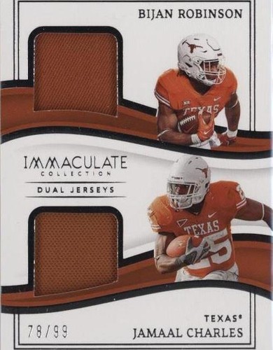 2023 Panini Immaculate Collection Collegiate Bijan Robinson Jamaal Charles #IDJ-BJ