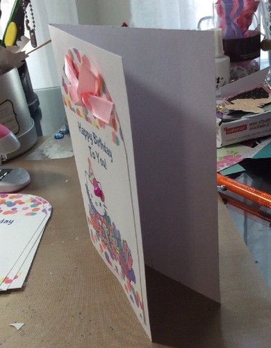 Birthday Card Hello Kitty Gifts Glittered Pearl On Hair Bow Pink Satin Handmade