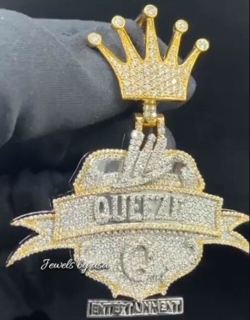 Pre-owned Nsg Real D/vvs Moissanite Customized Word/letter Rapper Pendant Free Gift 925 Silver In White