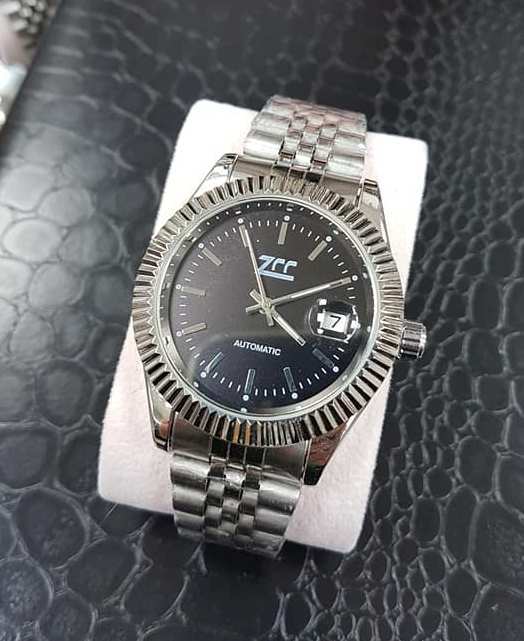 Orologio Da Polso Zcc Classic Uomo Analogico Automatico Datario Silver Nero lac